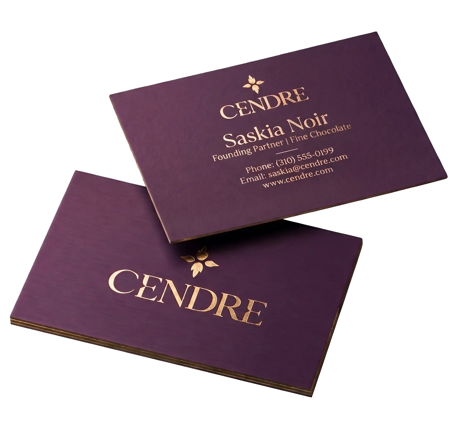Cendre business cards with gold foil wordmark