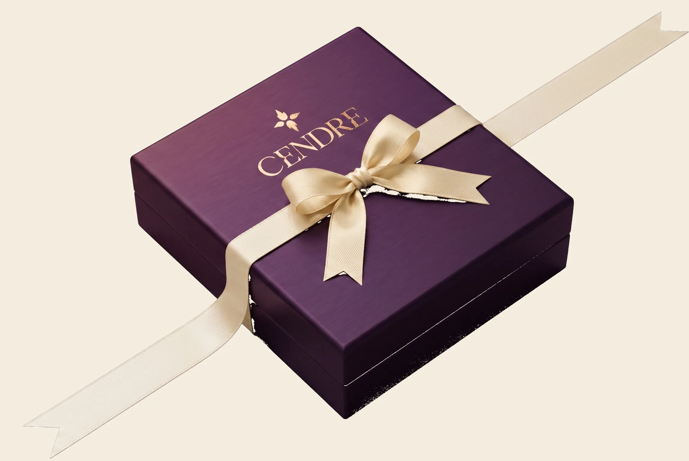 Cendre gift box tied with a satin ribbon bow