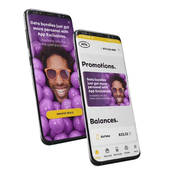 MTN app home and pop-up